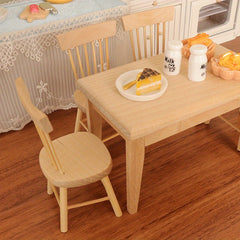Dollhouse Dining Chair Brown Wood Grain Compact Size for Accessories