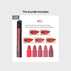 Matte Velvet Lipstick Set Red Nude 5 in 1 Moisturizing Waterproof Lip
