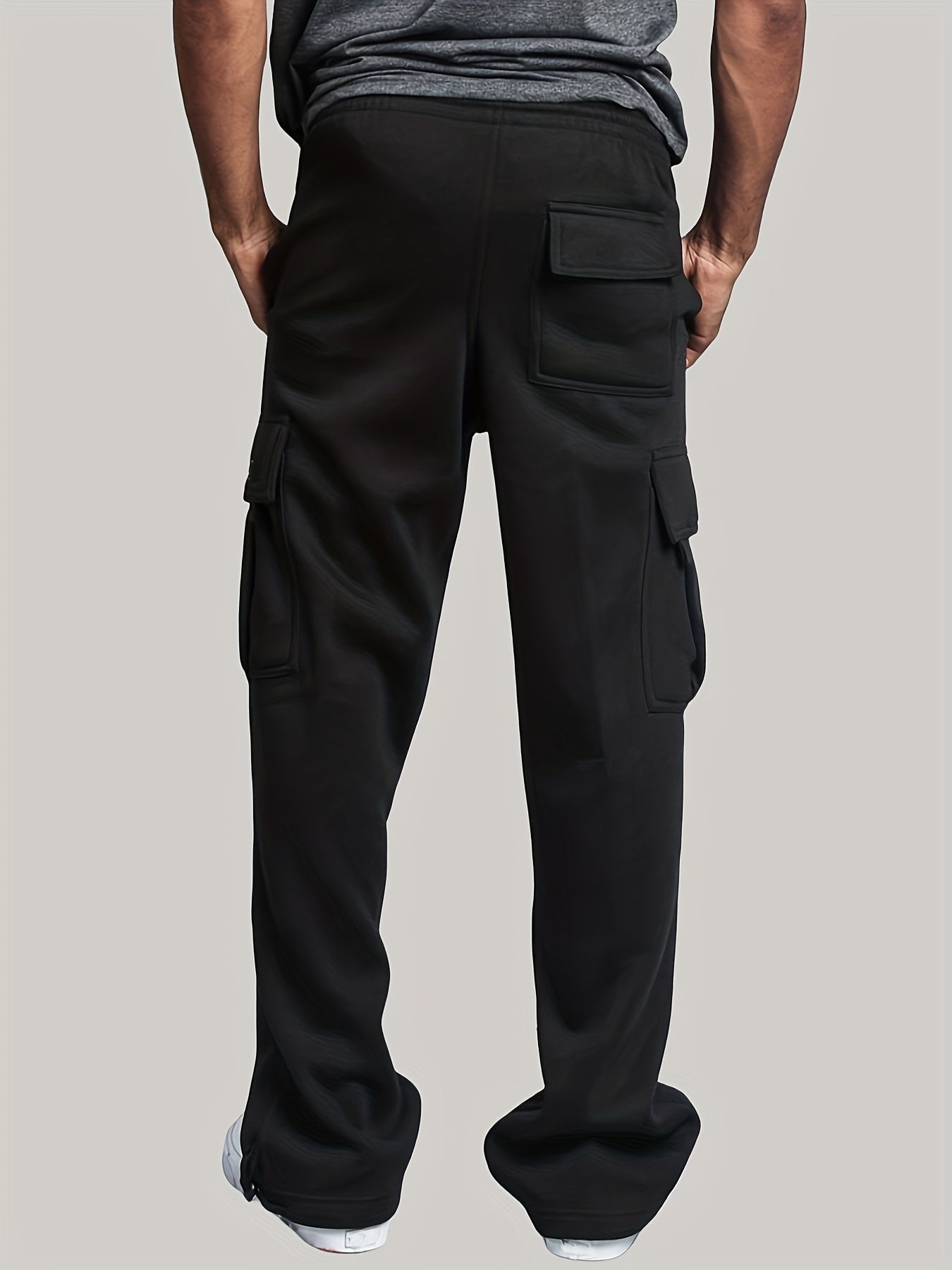 Men's Straight Leg Fleece Cargo Pants for Winter