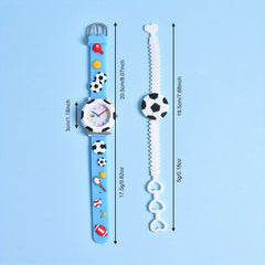 3D Soccer Silicone Strap Boys' Cartoon Watch Sports Quartz Football Wristband