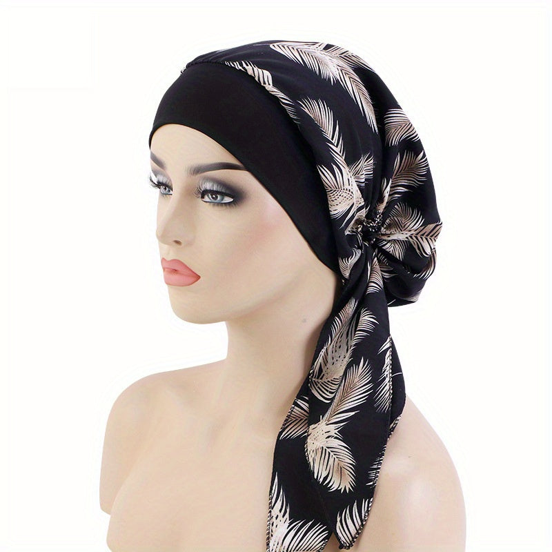 Paisley Print Elastic Bonnet Turban Cap Headscarf
