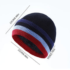Fleece Cuffed Knitted Hat Outdoor Sports Warm Cap