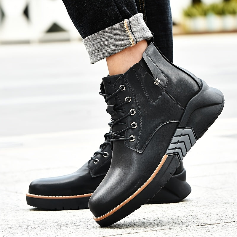 Men's Chunky Ankle Boots Lace Up Casual Shoes