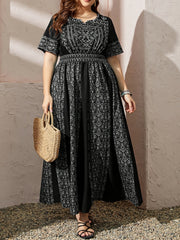 Ethnic Style Kaftan Dress Women's Plus Print Maxi Jalabiya Dress