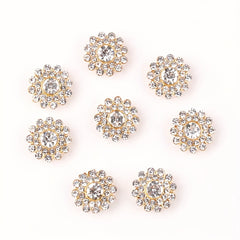 50pcs Flower Glass Rhinestones Golden Base Sew On Beads DIY