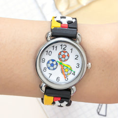 Boys Cartoon Soccer Silicone Sports Watch