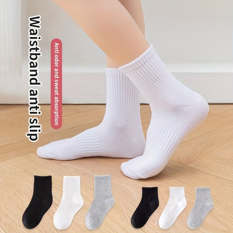 3 Pairs Boys Casual Short Crew Socks for Kids