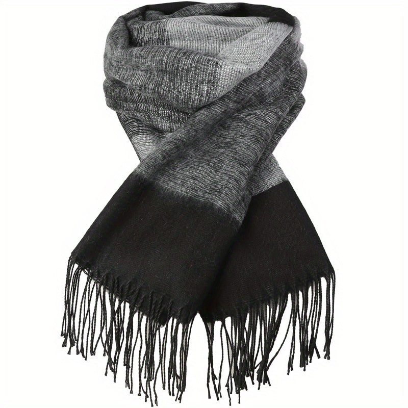 Fringed Striped Shawl Wrap Warm Scarf for Women