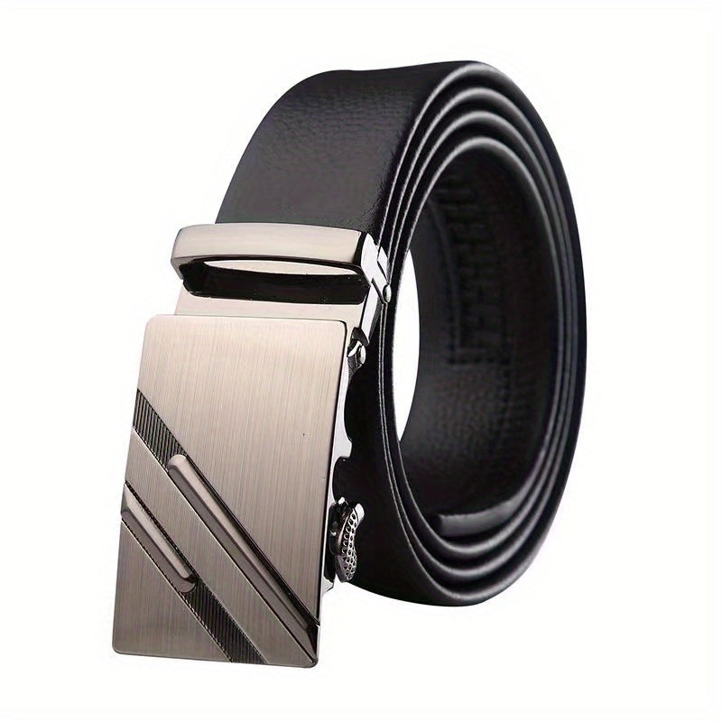 Men's Automatic Buckle Belt PU Leather Belt Business Suit 47in