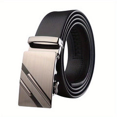 Men's Automatic Buckle Belt PU Leather Belt Business Suit 47in