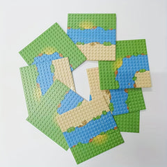 2pcs Set Small Grain Base Plates Forest Scene Building Blocks Home Decor Board