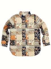 Boho Patchwork Print Button Up Blouse