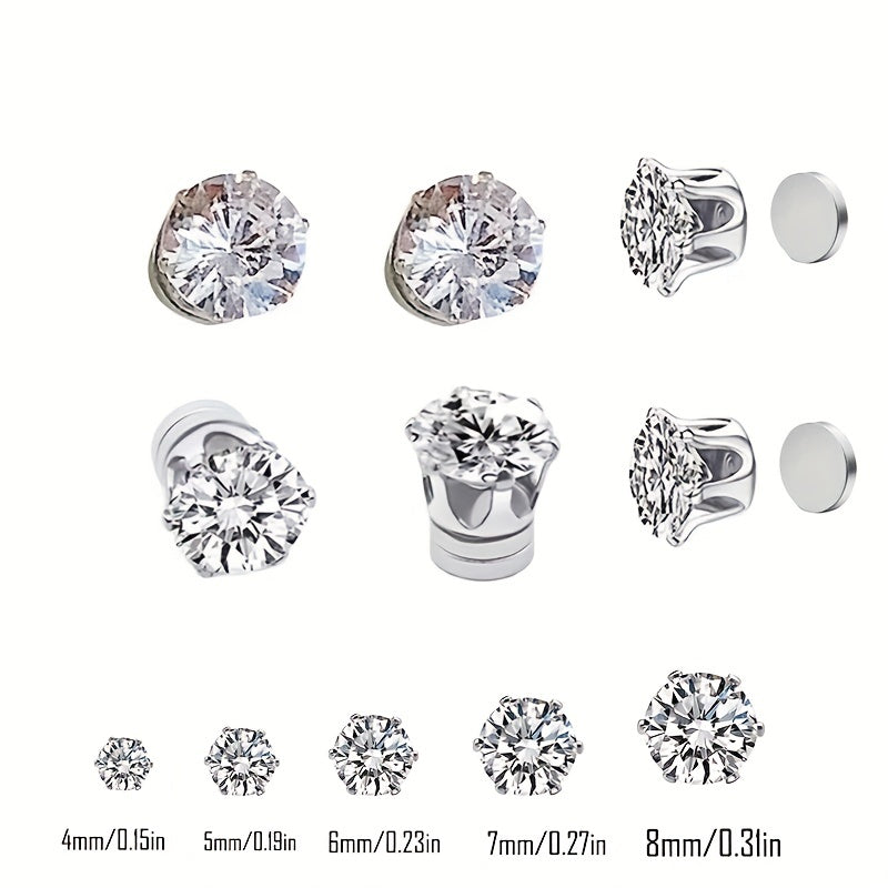 Kids Magnetic Earrings Rhinestone Stud Ear Clip Faux Diamond Jewelry