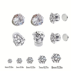 Kids Magnetic Earrings Rhinestone Stud Ear Clip Faux Diamond Jewelry