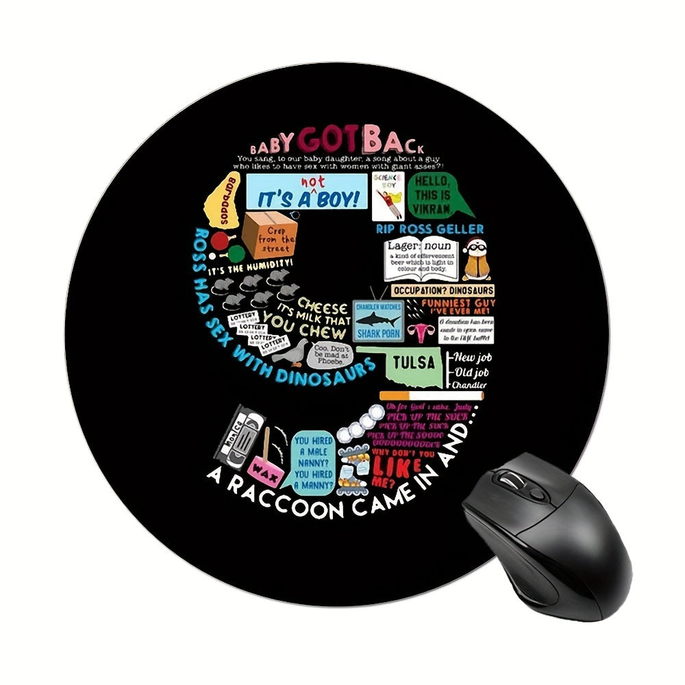 Stylish Round Gaming Mouse Pad Non-slip Rubber Mat for Office Computers Laptops