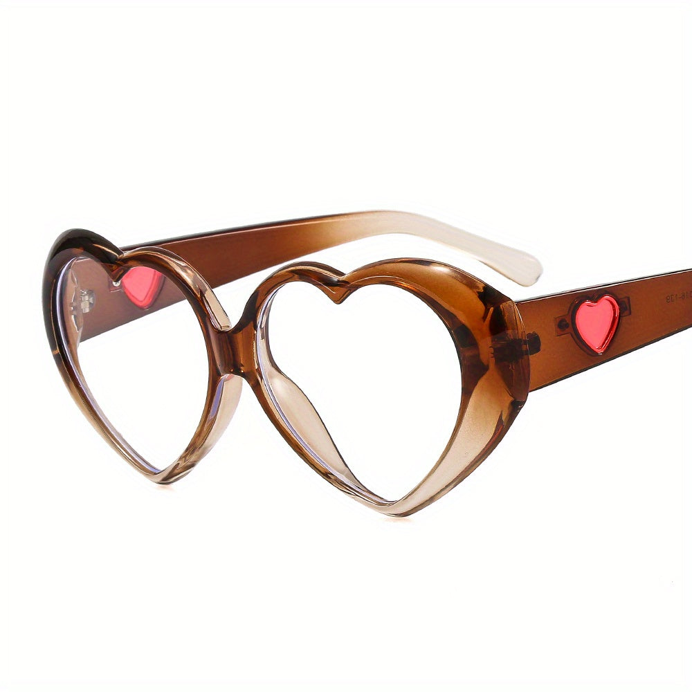 Heart Clear Lens Glasses For Men Women LOVE Theme Block Frame
