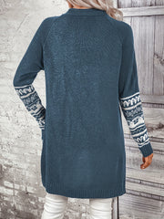 Women's Plus Geo Print Open Front Cardigan