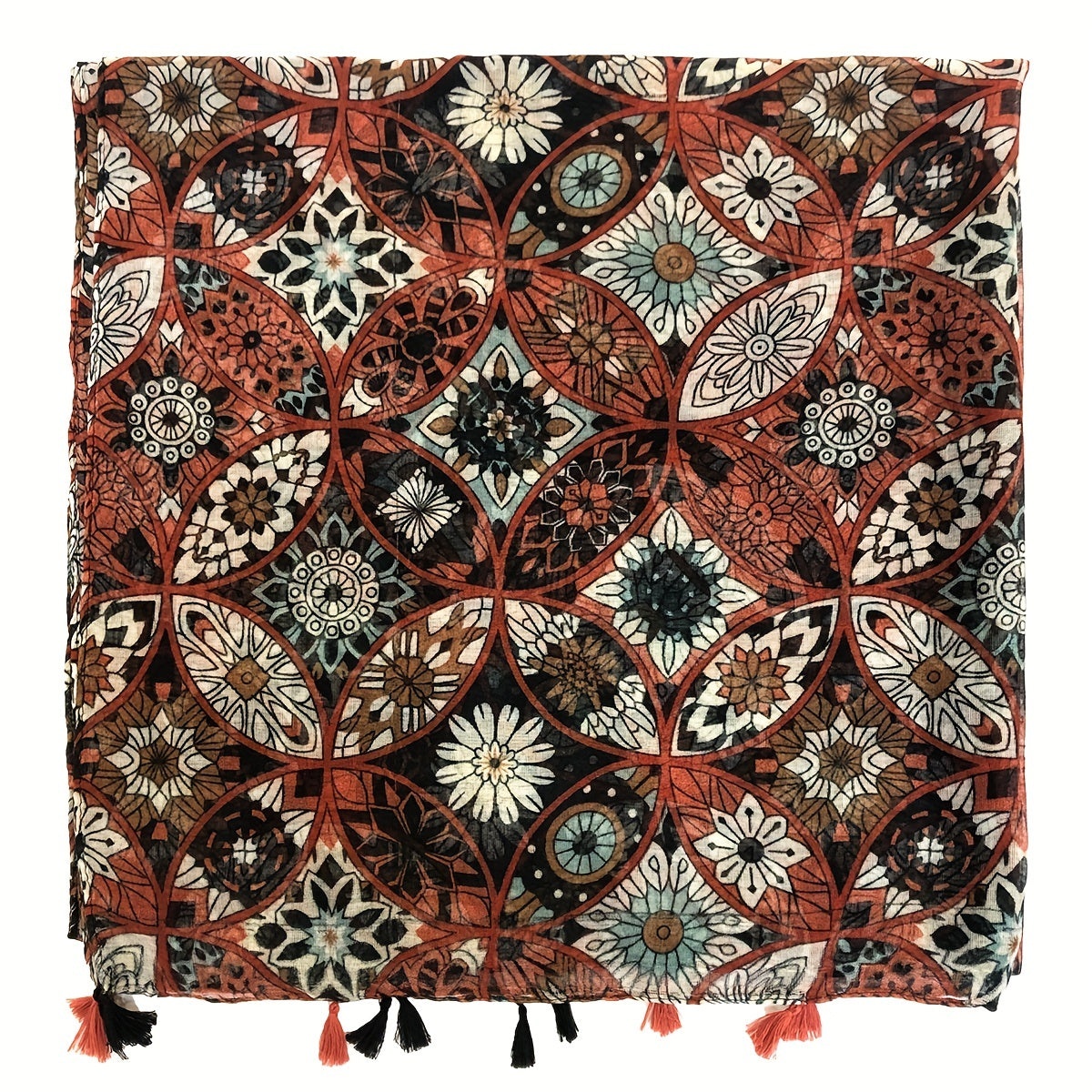 Vintage Boho Floral Tassel Scarf Sunscreen Shawl Women Travel Beach Towel