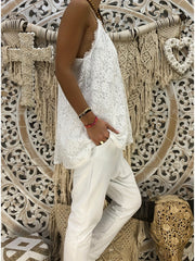 Lace Solid Cami Top V Neck Summer Sleeveless Women's Clothing
