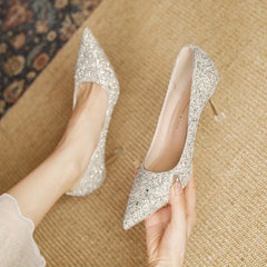 Glitter Sequins Stiletto Heels Wedding Shoes Outdoor Pumps