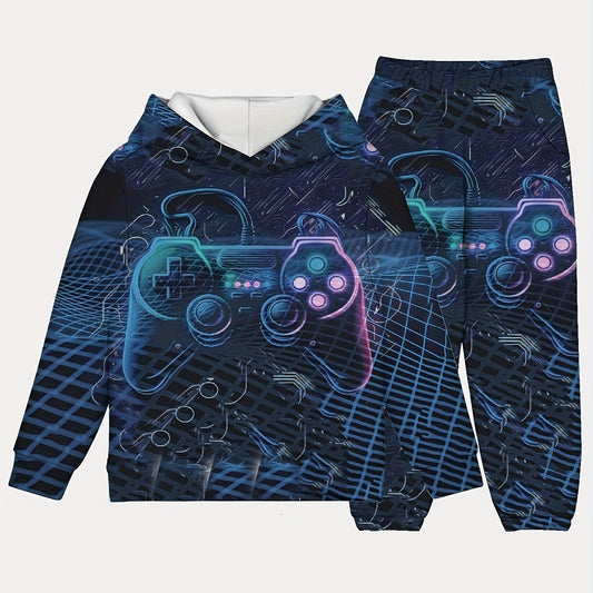 Boy's Game Console Hoodie & Pants Set for Fall Winter