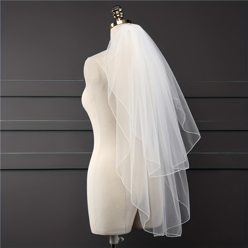 Wedding Head Veil With Comb Satin Edge Bridal Hair Accessories