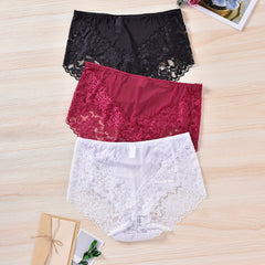 3 Pack Plus Size Floral Jacquard High Stretch Panties Set