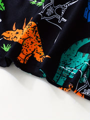 2pcs Boys Dinosaur Graphic Print Tee & Shorts Set Summer Kids Clothes