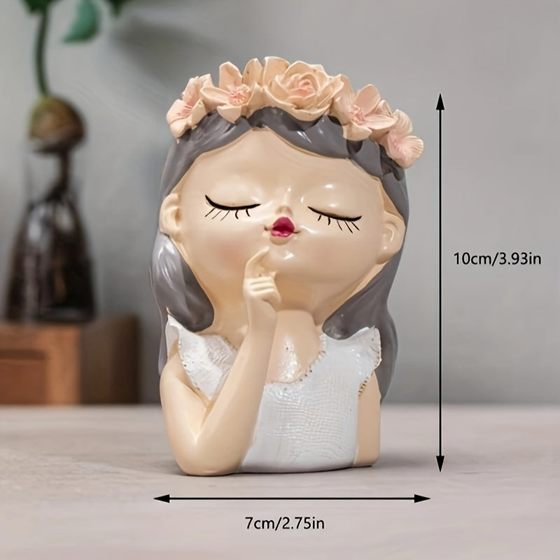 Resin Girl-Shaped Desk Organizer