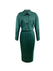 Button Front Shirt & Pencil Skirt Set Women's Outfit