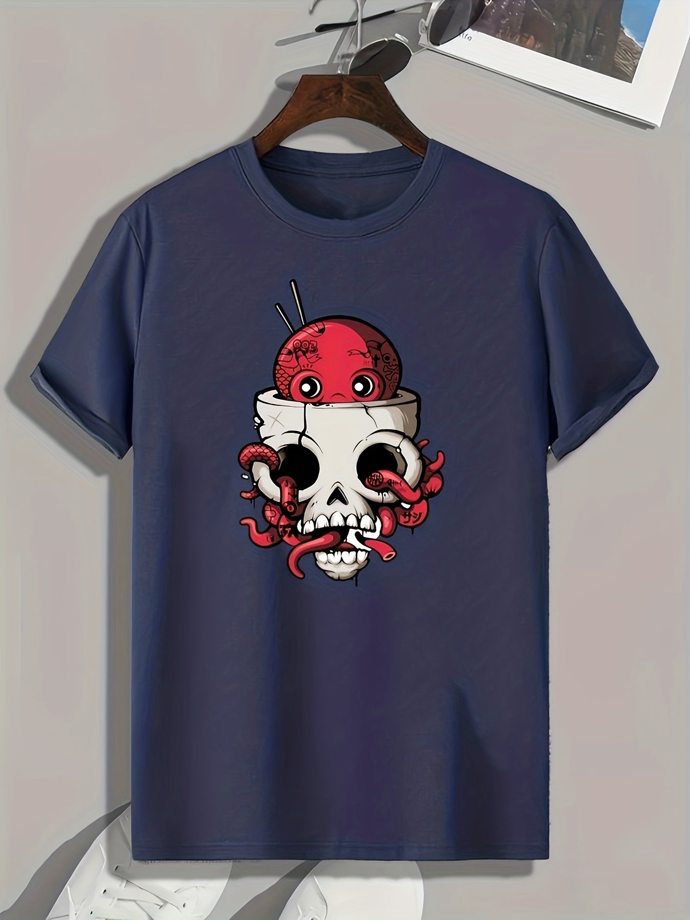 Cartoon Print Men's Graphic T-shirt for Summer