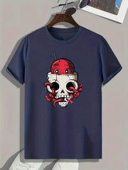 Cartoon Print Men's Graphic T-shirt for Summer