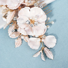 Flower Charm Hair Comb Rhinestone Pearl Bridal Wedding Headwear