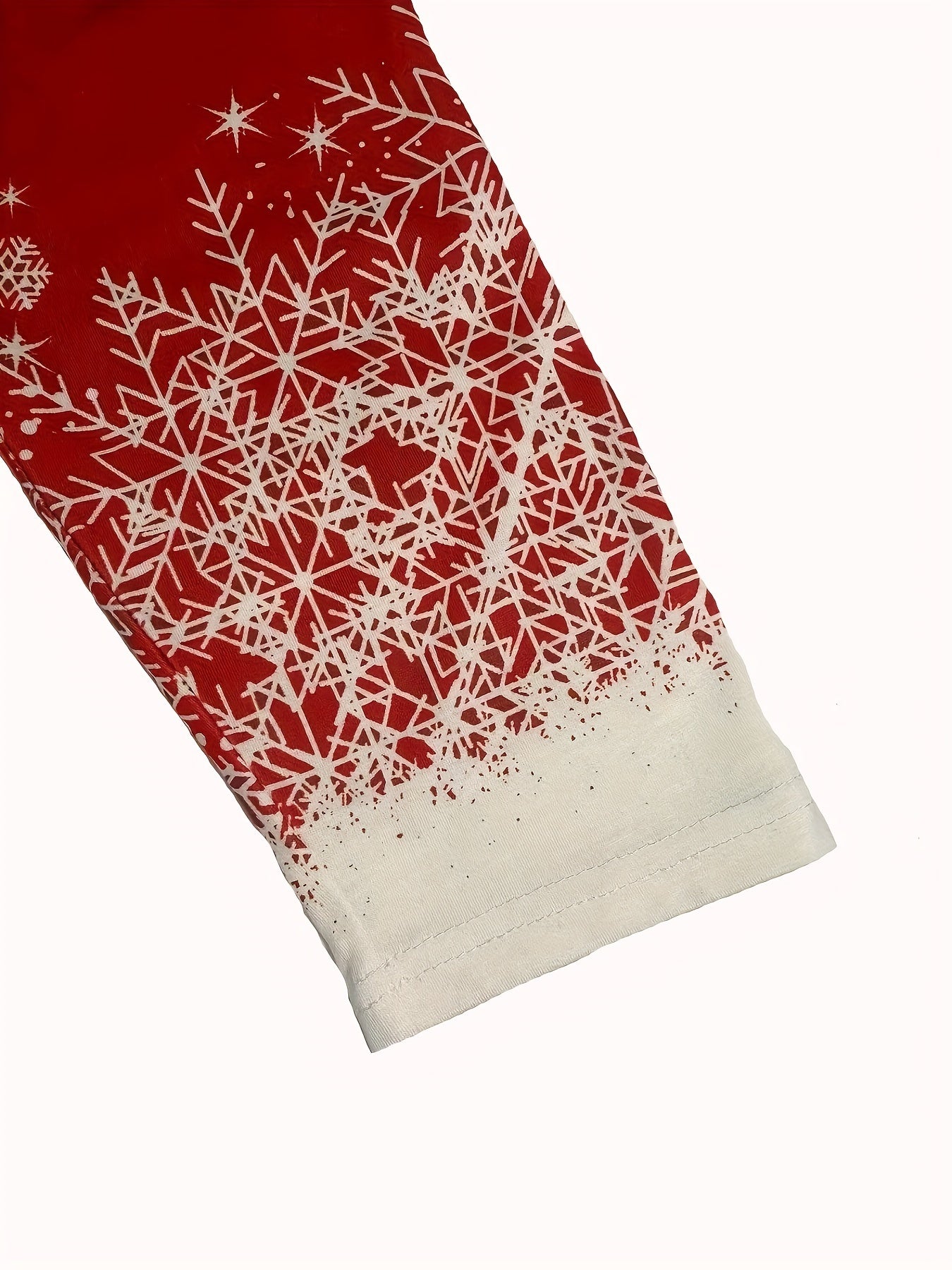 Women's Plus Glitter Christmas Tree & Snowflake Print Long Sleeve Tee Dress