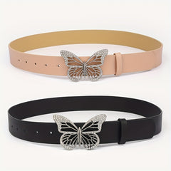 2pcs Butterfly Rhinestone Buckle Belt for Girls