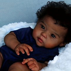 20 Inch Hand Rooted Curly Hair Newborn Doll Dark Brown Skin Soft Touch Dolls