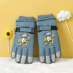 Kids Cartoon Ski Gloves Waterproof & Windproof Warm Gloves Age 8-11