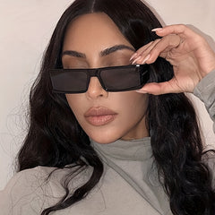 Square Frame Sunglasses Minimalist Flat Top Punk Eyewear UV Blocking