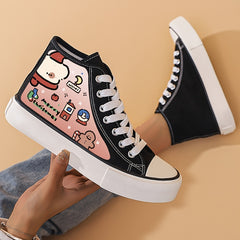 Christmas Cartoon Print Lightweight High Top Canvas Sneakers