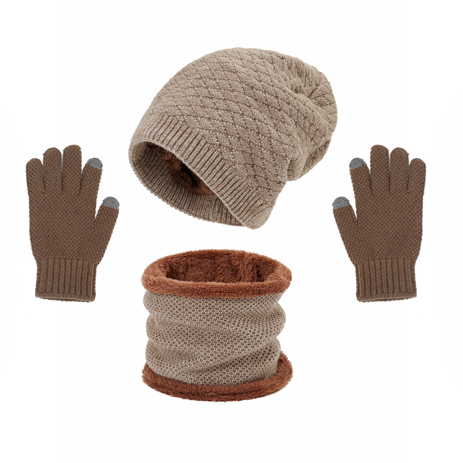 3pcs Fleece Sporty Hat Gloves Scarf Set for Outdoor Activities