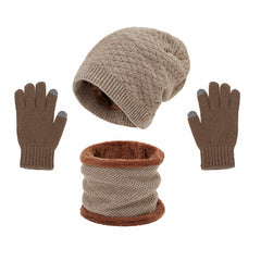 3pcs Fleece Sporty Hat Gloves Scarf Set for Outdoor Activities