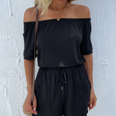 Off Shoulder Solid Jumpsuit Casual Jumpsuit For Women