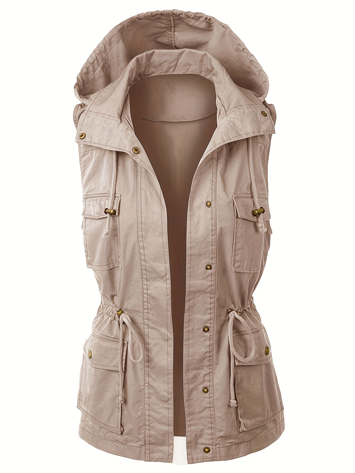 Women's Sleeveless Drawstring Hooded Jacket