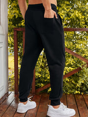 Men's Smiling Face Graphic Drawstring Sweatpants for Exercise
