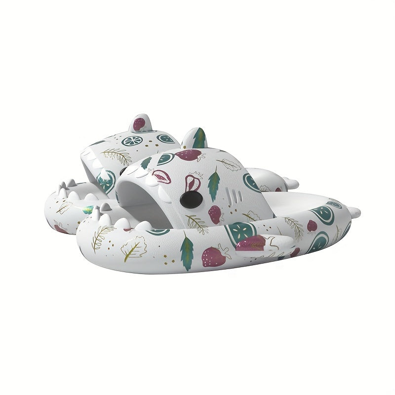 Men's Alphabet & Fruit Pattern Non Slip Platform Slides