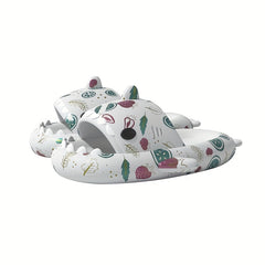 Men's Alphabet & Fruit Pattern Non Slip Platform Slides