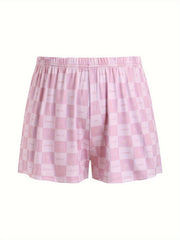 Checkered & Letter Print Pajamas Set