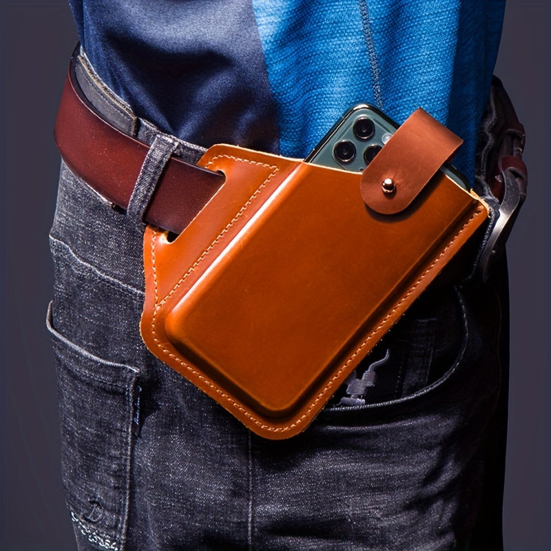 Leather Retro Mobile Phone Pocket Men's Belt Hanging Bag
