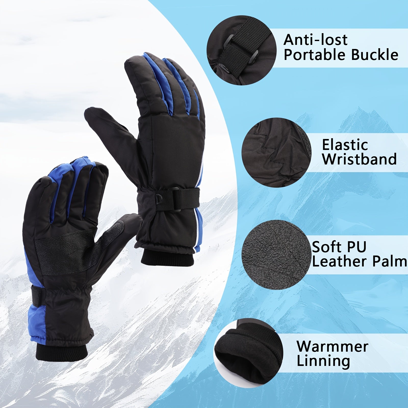 Winter Thickened Warm Gloves Anti Slip Waterproof Cycling Ski Gloves