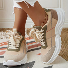 Women's Platform Lace Up Sneakers Low Top Outdoor Shoes